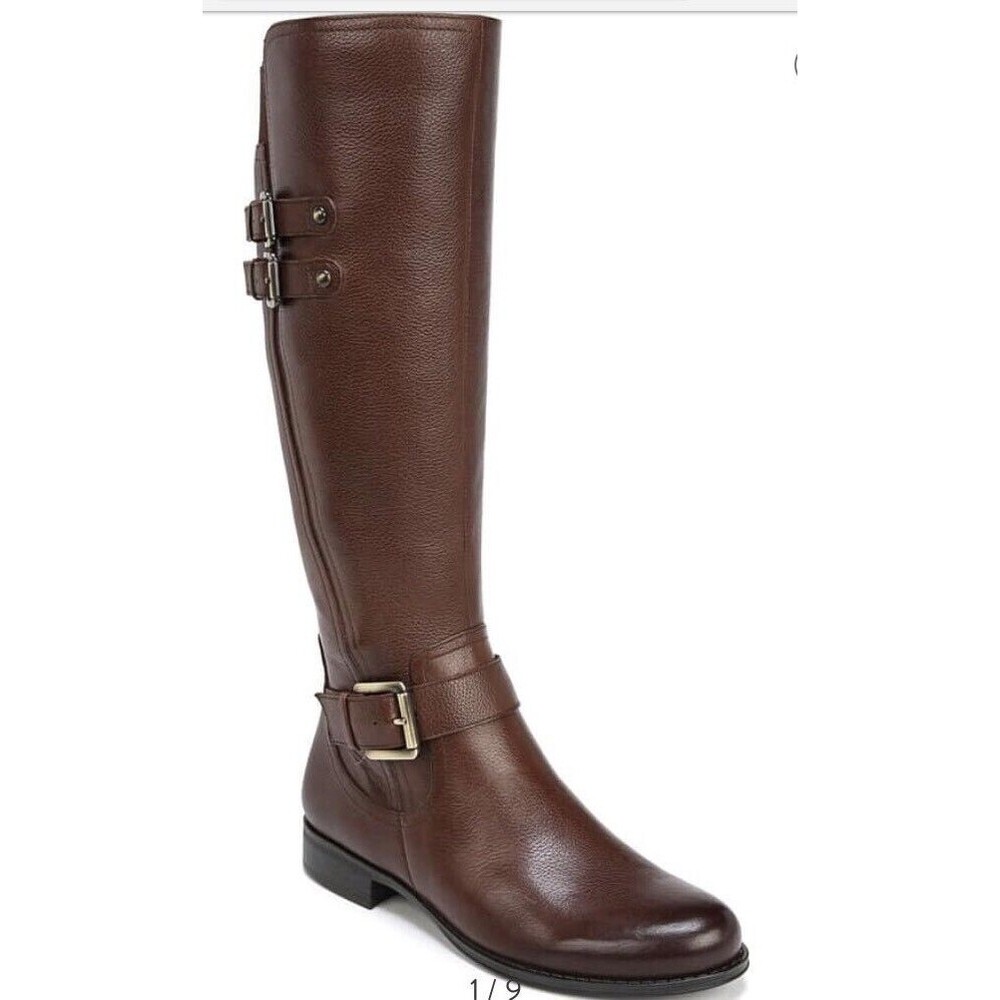 New Naturalizer Jessie Knee High Tall Brown Leather Riding Boots 5 M Wide Calf